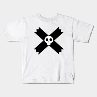 Skeletal Elegance: Black Cross with White Skull Kids T-Shirt